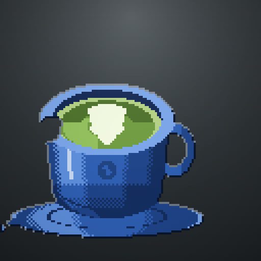 Hazel Frequency — Matcha in a cobalt diner