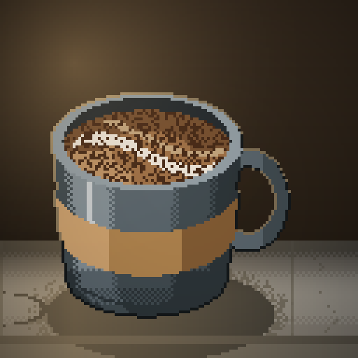 Brass Current — Latte in a slate mug