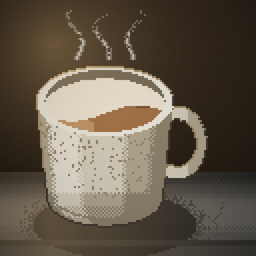 Closing Pause — Latte in a speckle mug