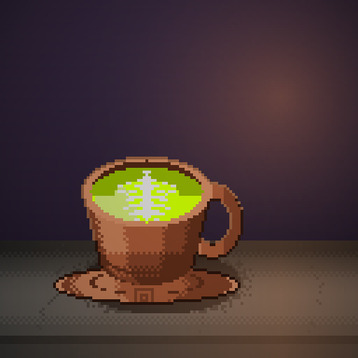 Small Hours Vigil — Neonbrew in a terracotta demitasse