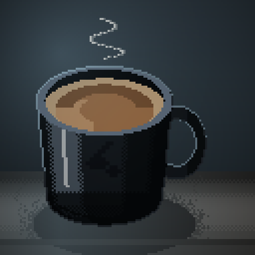 Idle Hymn — Latte in an obsidian mug
