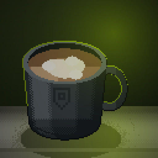 Chapel Bloom — Oat Latte in a charcoal mug