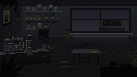 One room, a counter and a window, with nothing switched on